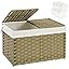 SETVSON Storage Basket with Lid Rattan Woven Storage Baskets with 2 Separate Lids, 17.2 Gallon (65 L), 22 x 13 x 13.8 Inches,Foldable, 2 Removable Liner Bags Handles for Bedroom, Laundry Room Natural About this item